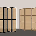 Middle Ancient Screen Wooden Screen Rattan Screen Folding Screen 3d model