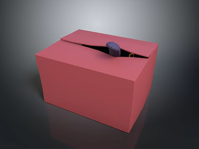 Pink Organizer Storage Box For Daily Use With Lid Opening And Purple Knob 3d model