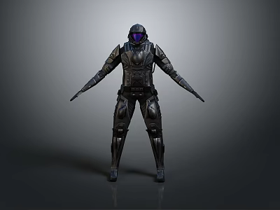 Futuristic Warrior Character In Advanced Armored Suit With Helmet Design 3d model
