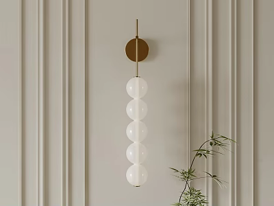 Modern Wall Lamp With Golden Base And White Spherical Glass Globes For Interior Decor 3d model