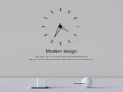 Modern Design Wall Clock With Black Hands Markers On Light Gray Wall 3d model