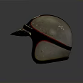 Vintage Safety Helmet With Blue White Red Color And Worn Distressed Finish