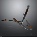 Medieval Weapon Set Including Sword And Knives With Wooden Handles Metal Blades And Sheath
