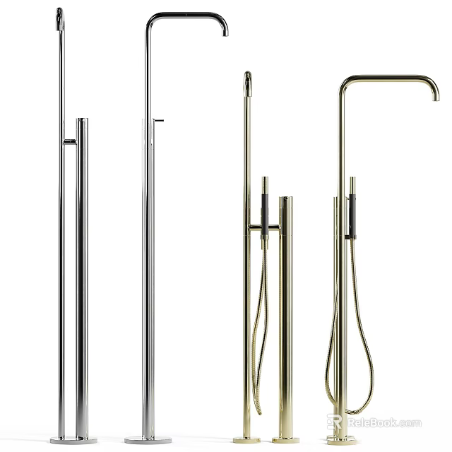 Modern Bathroom Faucet Designs In Chrome And Brushed Brass Finishes 3d model 