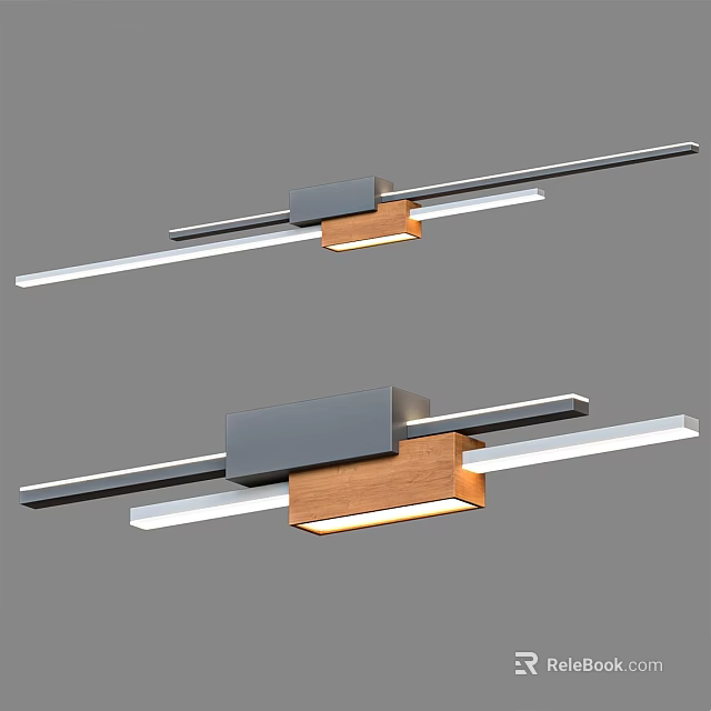 Modern Wall Sconces With Metal And Wooden Sleek Linear Illuminated Design 3d model 