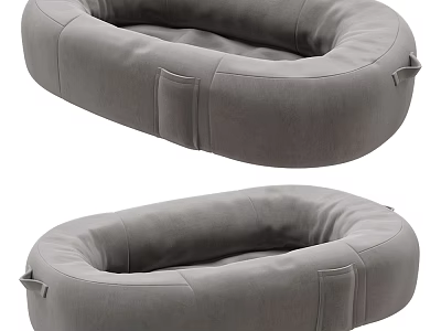 Grey Pet Bed With Soft Padding And Functional Pockets 3d model