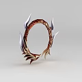 Intricate Circular Dragon Inspired Weapon With Red Gold Patterns And Sharp White Blades 3d model