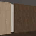 Modern Wooden Wardrobes In Light And Dark Tones For Bedroom With Wooden Floor And Window