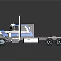 Blue And Black Heavy Duty Truck With Shiny Cab Silver Grille And Tall Stack Pipes