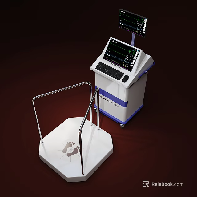 Professional Medical Equipment for Body Balance Test with Digital Display and Foot Platform Handrail 3d model 