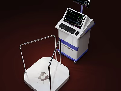 Professional Medical Equipment for Body Balance Test with Digital Display and Foot Platform Handrail 3d model