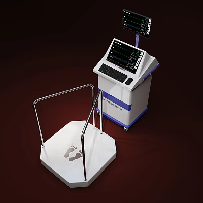 Professional Medical Equipment for Body Balance Test with Digital Display and Foot Platform Handrail 3d model