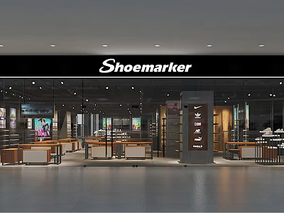 Shoemaker Mall Shoe Store With Glass Front And Interior Display Shelves 3d model
