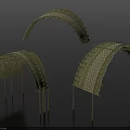 Green Woven Arched Structures as Scene Components with Grid Pattern and Support Legs 3d model