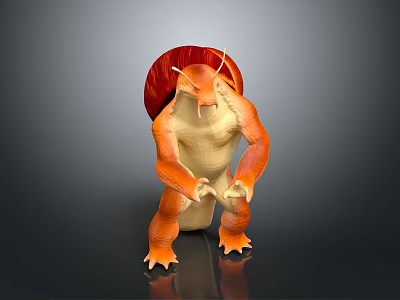 3D Game And Movie Character With Red Shell Orange Body And Clawed Limbs 3d model