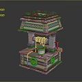 Traditional Decorative Structure Featuring Green Roof Geometric Patterns And Supporting Columns