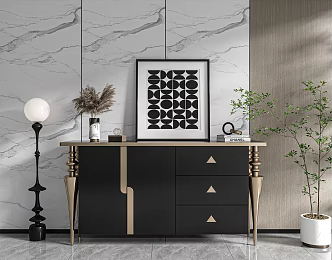 Italian Light Luxury Decorative Cabinet Entrance Cabinet 3d model