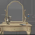 Decorative Ornament Set on Table with Gold Frame Mirror Silver Vase Candle Holder and Book