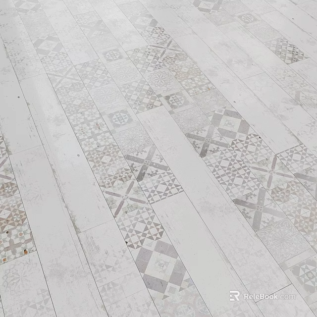 White Floor Tiles Featuring Various Geometric Patterns In Neutral Tones Design 3d model 