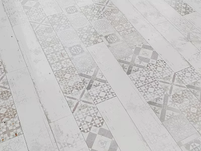 White Floor Tiles Featuring Various Geometric Patterns In Neutral Tones Design 3d model