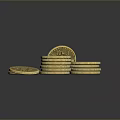 Stack Of Gold Coins With Bitcoin Symbols On Circuit Board Surface