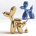 Gold And Blue Balloon Dog Decorative Ornament Set With Various Sizes For Home Decor