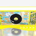 Vintage Vinyl Record Player Check In Board With Yellow Border Colorful Text And Happy Elements