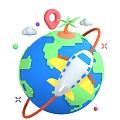 Modern Earth Plane Map Cartoon Earth Cartoon Plane 3d model