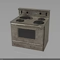 Silver Electric Oven Stove With Four Burners For Home Kitchen Appliances
