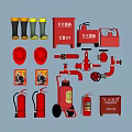 Essential Fire Equipment Collection With Extinguishers Helmets Boots Hydrants And Alarm Signs