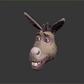 Cartoon Donkey Head With Big Ears Red Eyes And Smiling Mouth 3D Rendering