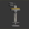 Stylish Bar Stool With Yellow Cushion Metal Frame And Adjustable Armrests