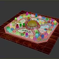 Board Game Layout With Wooden Base Colorful Pawns Silver Ball Grid And Text