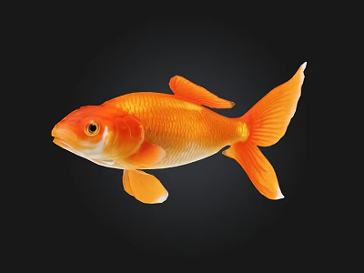 Vibrant Orange Goldfish Swimming With Bright Fins And Tail On Black Background 3d model