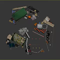 Construction Site Setup Featuring Portable Building Concrete Mixer Waste Bin Traffic Cones And Barriers