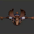 Cartoon Moose With Red Antlers Purple Vest White Shirt Brown Pants Standing On Gray Background
