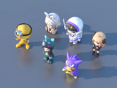 Colorful Collectible Cartoon Toy Figures With Various Styles And Different Designs 3d model