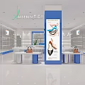 AISERIN Store Shoes and Bags Display with Glass Shelves White Blue Interior