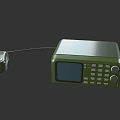 Green Electronic Device With Screen Buttons Knob And Microphone Connection Cable 3d model