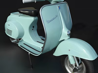 Light Blue Vintage Vespa Scooter With Classic Design And Black Seat 3d model