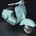 Light Blue Vintage Vespa Scooter With Classic Design And Black Seat