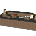 Wooden Display Counter With Black Top Wooden Crates Eggs Beverage Bottle And Utensils