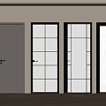 Modern Interior Hinged Doors With Glass Panels And White Black Frames Design 3d model