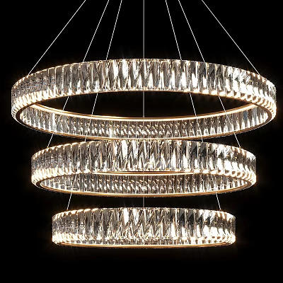 Elegant Modern Three Tiered Circular Crystal Chandelier With Sparkling Illuminated Design 3d model