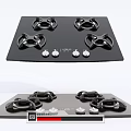 Modern Black Gas Stove With Four Burners And Knob Controls For Kitchen Use