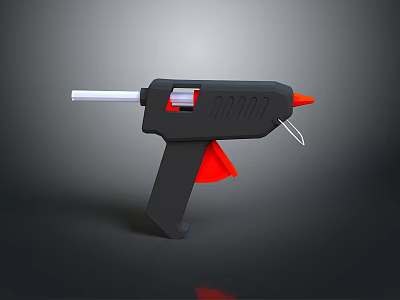 Black And Red Household Hot Glue Gun With Metal Nozzle And Hanging Hook 3d model