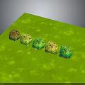 Row of Small Plants in Various Colors Growing on Green Ground Surface