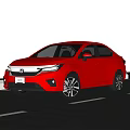 Red Honda Modern Sedan With Sleek Exterior Design And Black Alloy Wheels On Highway