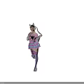 Woman Wearing Pink Top With Black Heart Design Cat Ears Headphones And Pink Plaid Skirt