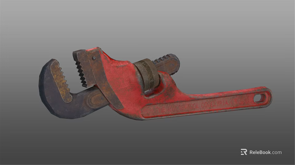 Red Pipe Wrench A Durable Hardware Tool For Plumbing And Repair Work 3d model 